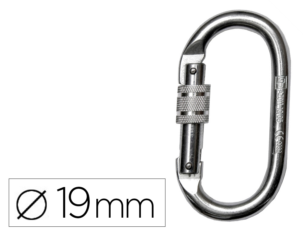 MOSQUETON ACERO APERTURA 18 MM CIERRE ROSCA MANUAL RESISTENCIA 25 KN