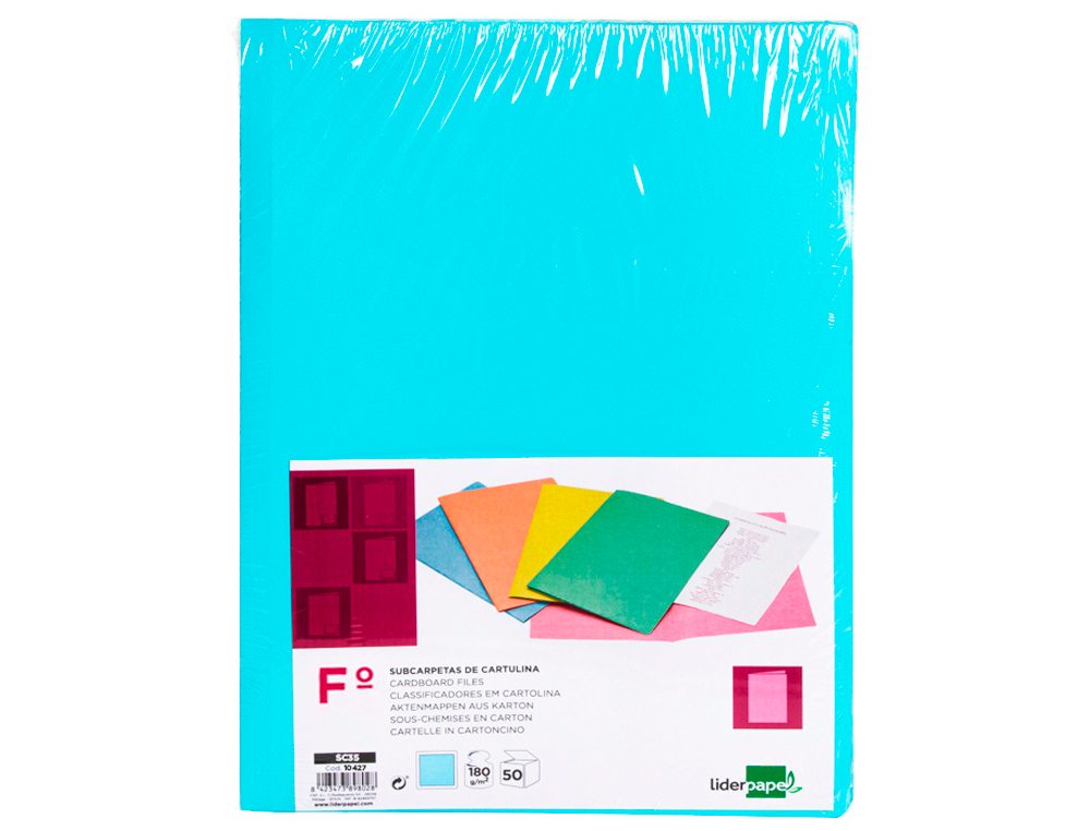 SUBCARPETA LIDERPAPEL FOLIO AZUL PASTEL 180G/M2