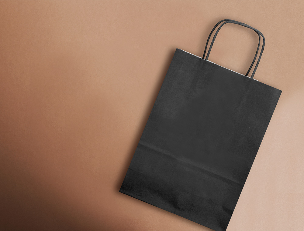 BOLSA PAPEL Q-CONNECT CELULOSA NEGRO M CON ASA RETORCIDA 270X370X12 MM