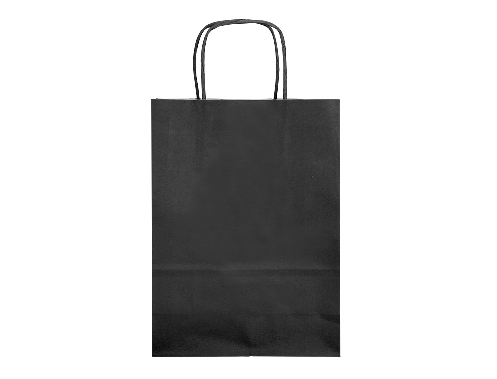 BOLSA PAPEL Q-CONNECT CELULOSA NEGRO M CON ASA RETORCIDA 270X370X12 MM