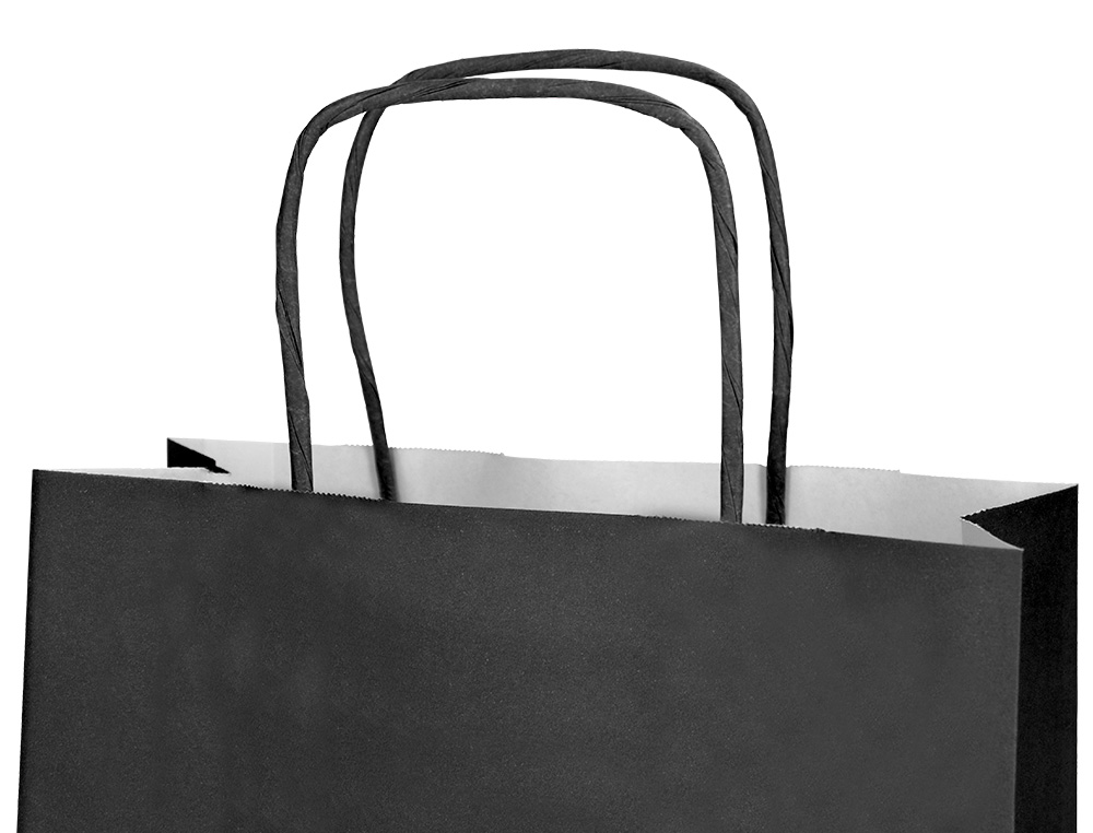 BOLSA PAPEL Q-CONNECT CELULOSA NEGRO M CON ASA RETORCIDA 270X370X12 MM
