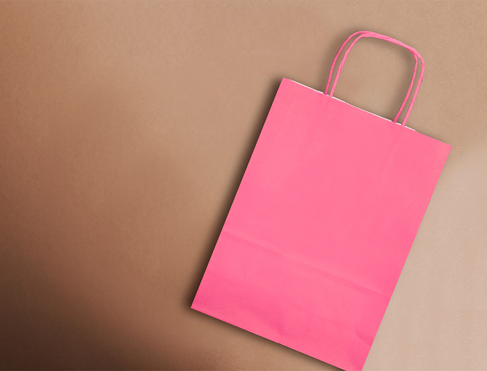 BOLSA PAPEL Q-CONNECT CELULOSA ROSA M CON ASA RETORCIDA 270X370X12 MM