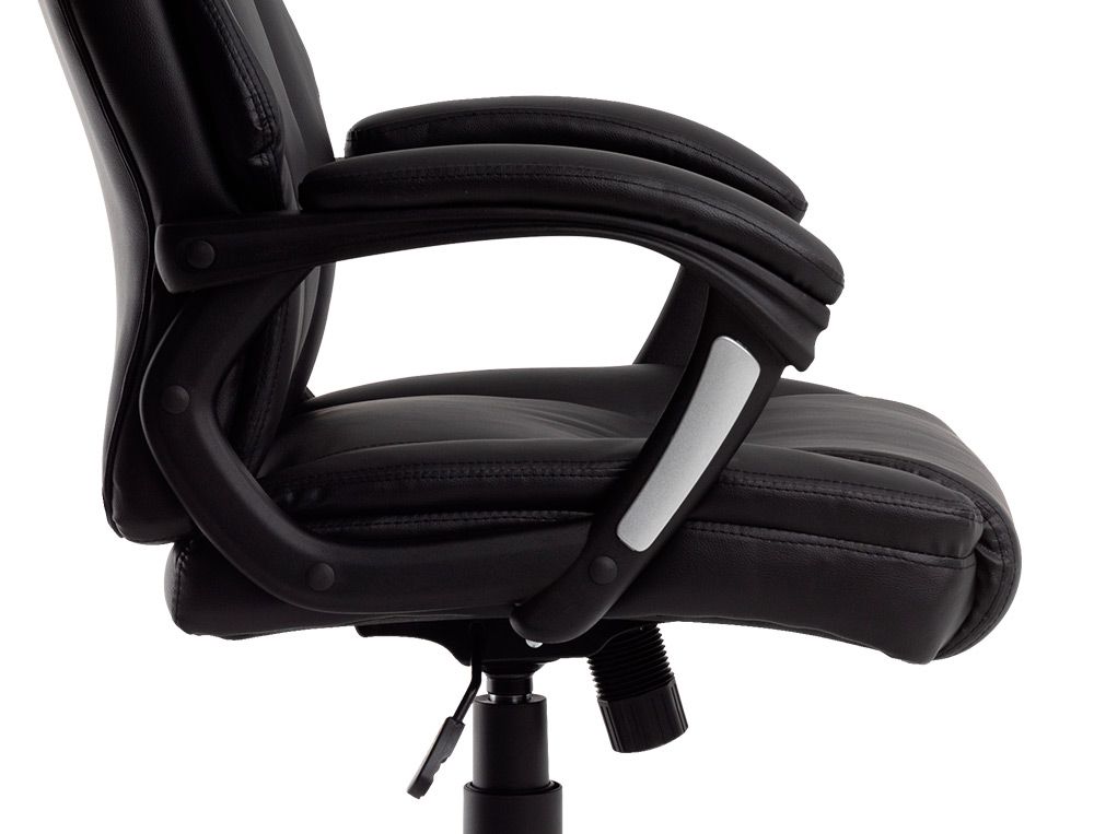 SILLA Q-CONNECT DIRECCION BOLZ ANO SIMIL PIEL BASE METALICA ALT MAX 1260 ANC 650 PROF 730 MM RUEDAS PREMIUM COLOR NEGRO