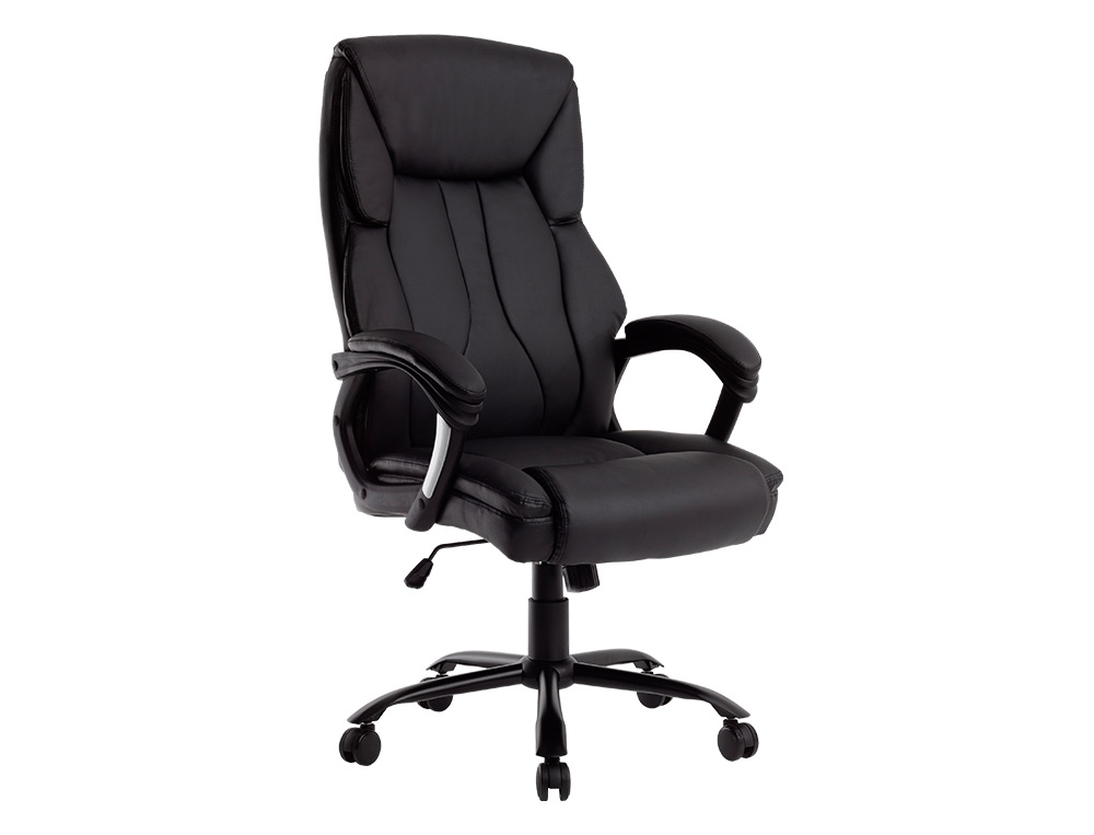 SILLA Q-CONNECT DIRECCION BOLZ ANO SIMIL PIEL BASE METALICA ALT MAX 1260 ANC 650 PROF 730 MM RUEDAS PREMIUM COLOR NEGRO