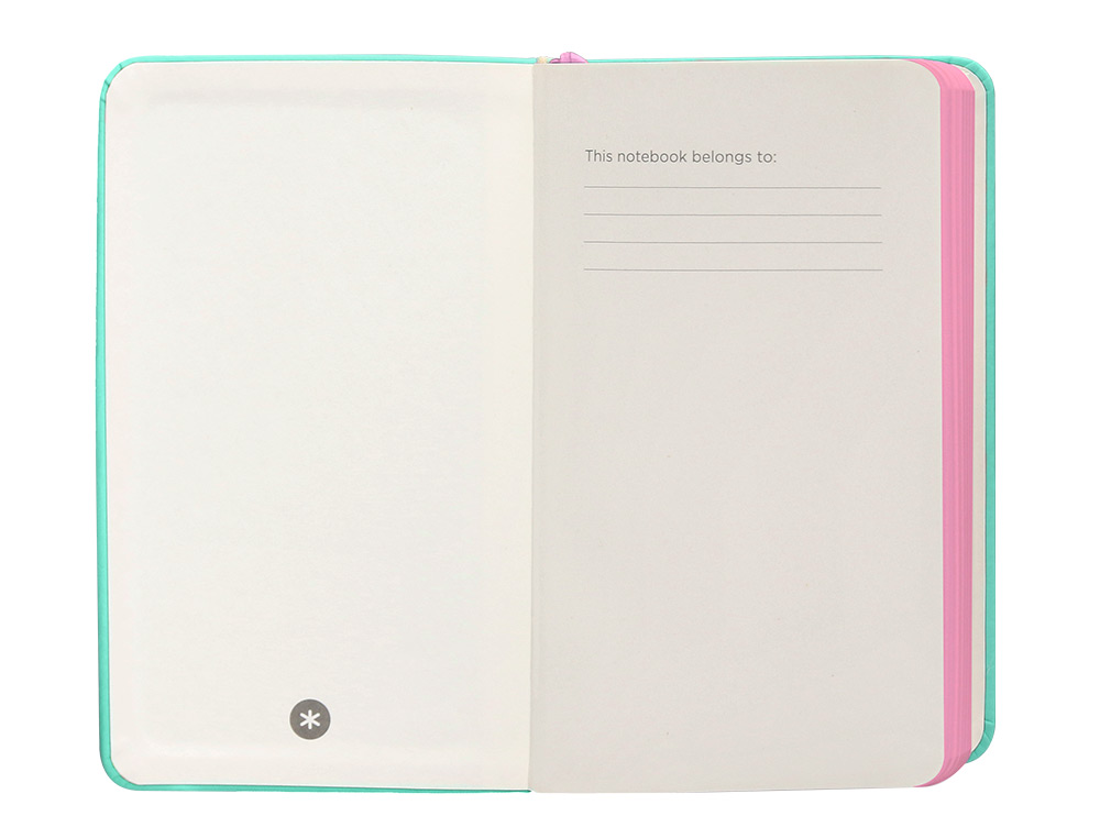 CUADERNO CON GOMILLA ANTARTIK NOTES TAPA DURA A6 HOJAS RAYAS ROSA Y TURQUESA 100 HOJAS 80 GR FSC