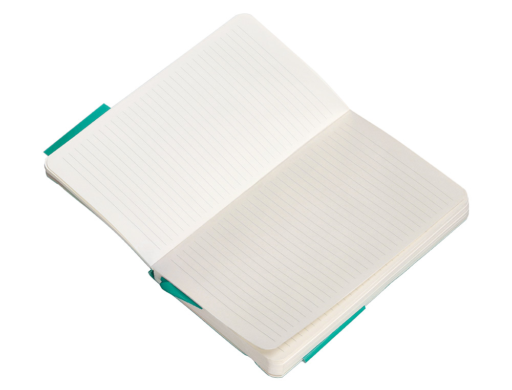 CUADERNO CON GOMILLA ANTARTIK NOTES TAPA BLANDA A6 RAYAS TURQUESA 100 HOJAS 80 GR FSC