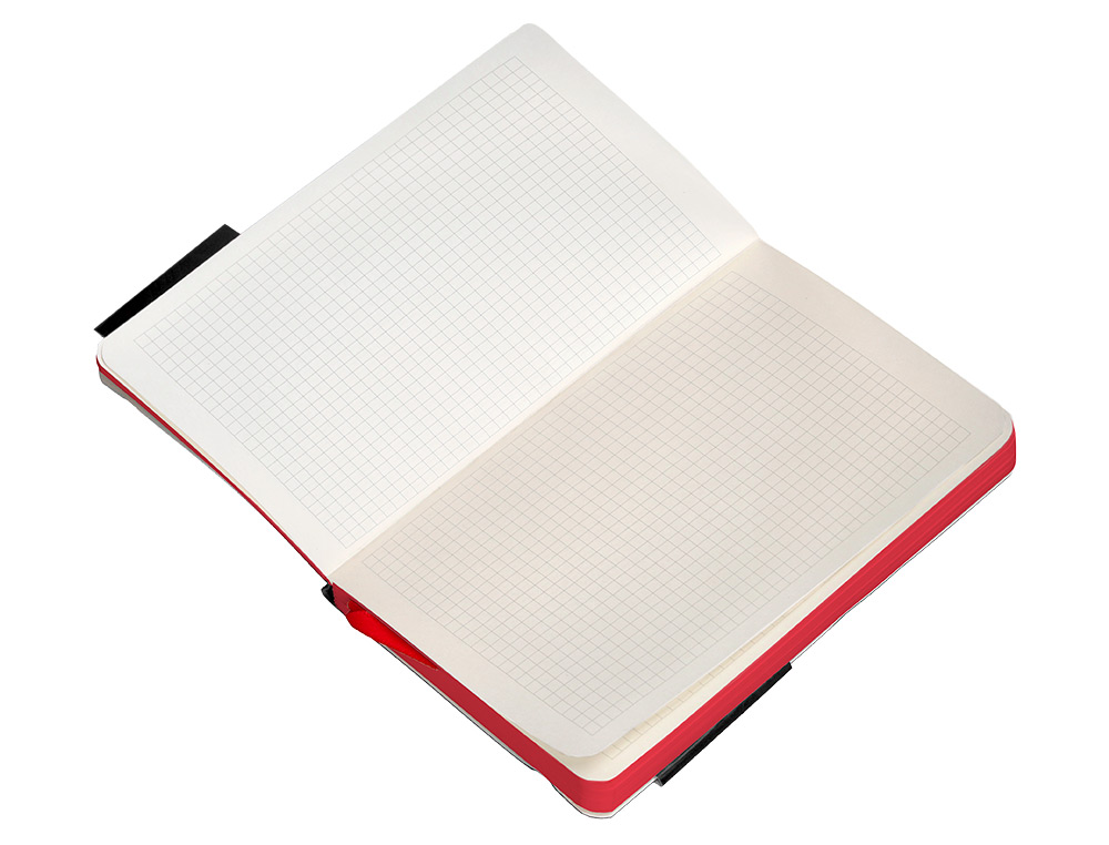 CUADERNO CON GOMILLA ANTARTIK NOTES TAPA BLANDA A6 CUADRICULA NEGRO Y ROJO 100 HOJAS 80 GR FSC