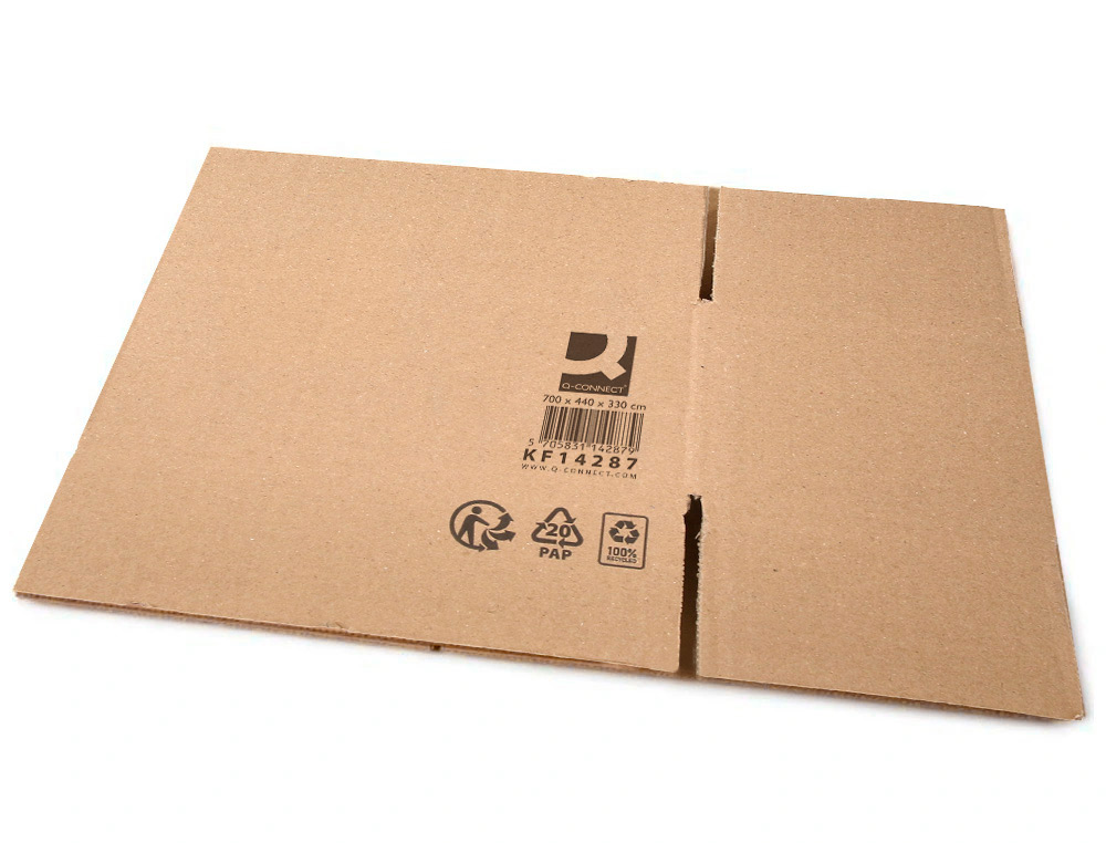 CAJA PARA EMBALAR Q-CONNECT AMERICANA ULTRA RESISTENTE CARTON RECICLADO CANAL DOBLE 7MM COLOR KRAFT 700X440X330 MM