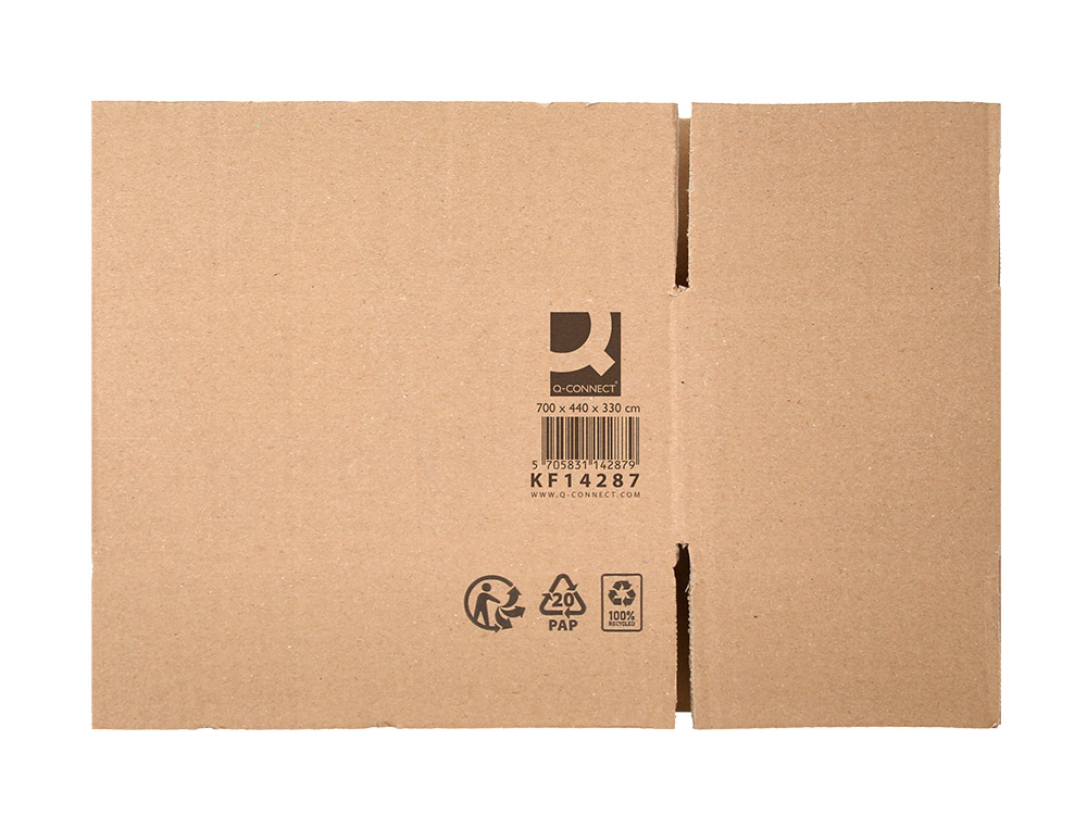 CAJA PARA EMBALAR Q-CONNECT AMERICANA ULTRA RESISTENTE CARTON RECICLADO CANAL DOBLE 7MM COLOR KRAFT 700X440X330 MM