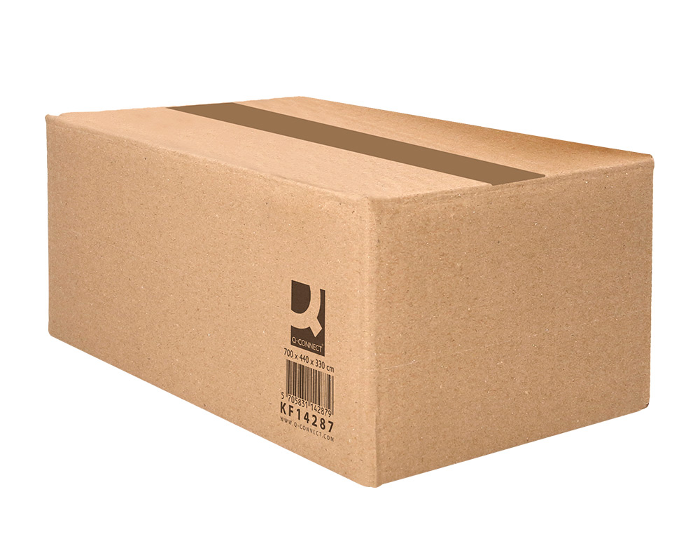 CAJA PARA EMBALAR Q-CONNECT AMERICANA ULTRA RESISTENTE CARTON RECICLADO CANAL DOBLE 7MM COLOR KRAFT 700X440X330 MM