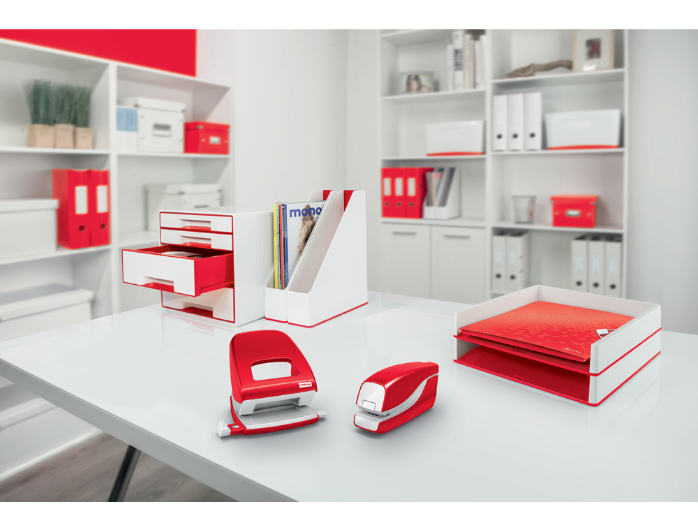 GRAPADORA PETRUS ELECTRICA E-310 CONTACTLESS ROJO METALIZADO CAPACIDAD 12 HOJAS USA GRAPAS N 10