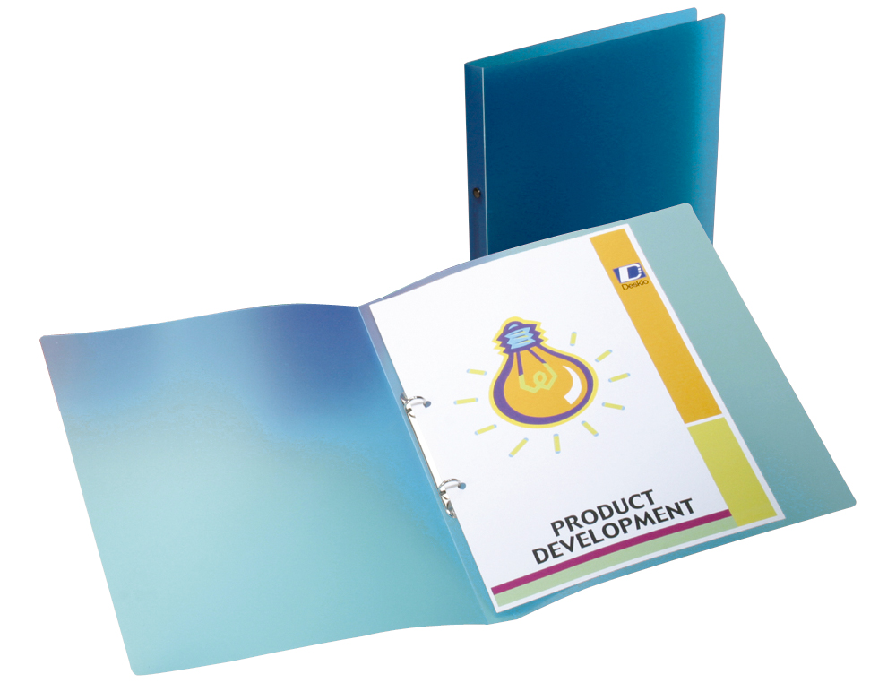 CARPETA LIDERPAPEL 2 ANILLAS REDONDAS MINI 15 MM 49072 POLIPROPILENO DIN A4 AZUL TRANSLUCIDO