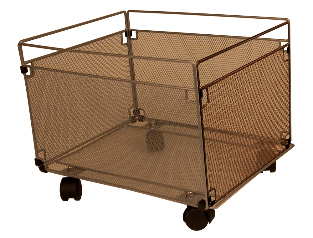CARRITO PARA CARPETAS COLGANTE Q-CONNECT KF00830 REJILLA PLATA CON RUEDAS METALICO 380X325X300 FOLIO PROLONGADO