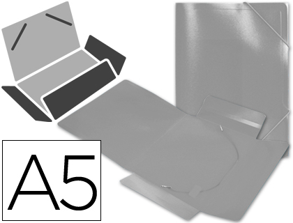 CARPETA LIDERPAPEL GOMAS TRES SOLAPAS POLIPROPILENO DIN A5 COLOR INCOLORO