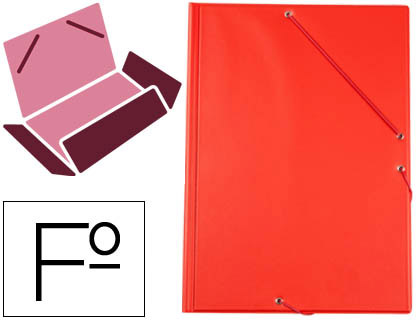 CARPETA LIDERPAPEL GOMAS TRES SOLAPAS PLASTICO FOLIO COLOR ROJO